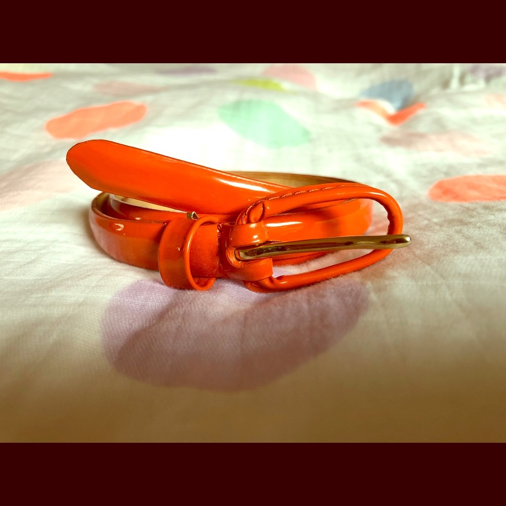 Orange J.Crew Patent Leather Belt